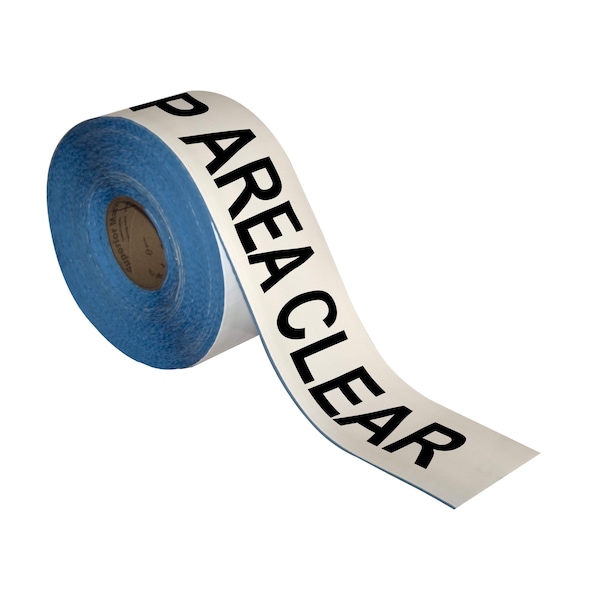 Superior Mark Floor Marking Message Tape, 4in x 100Ft , KEEP CLEAR IN